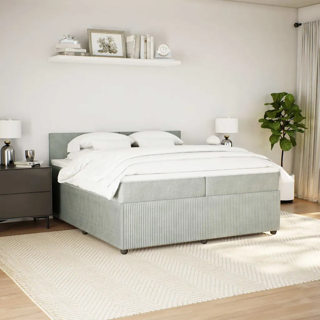 Giroletto a Molle con Materasso Grigio Chiaro 200x200cm Velluto