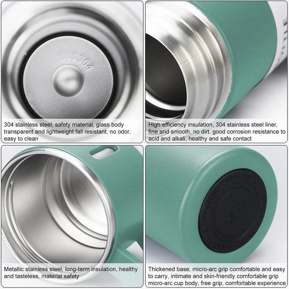 Trade Shop - Borraccia Termica 500ml In Acciaio Inox Con Tazza Manico Per Bevande Calde Fredde -