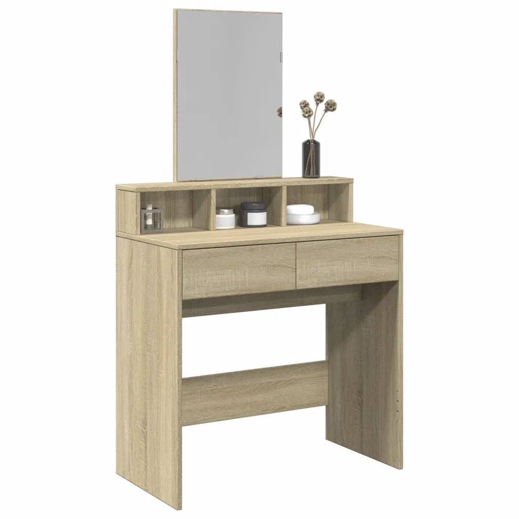 Toeletta con Specchio-Tavolo da Vanit¨¤ Rovere Sonoma 80x41x144,5 cm