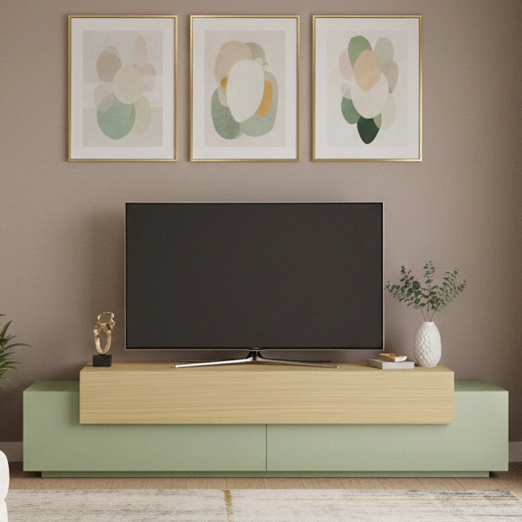 Cassino, Mobile Porta tv 3 Ripiani Made in Italy, 200x45x51.5h cm Verde