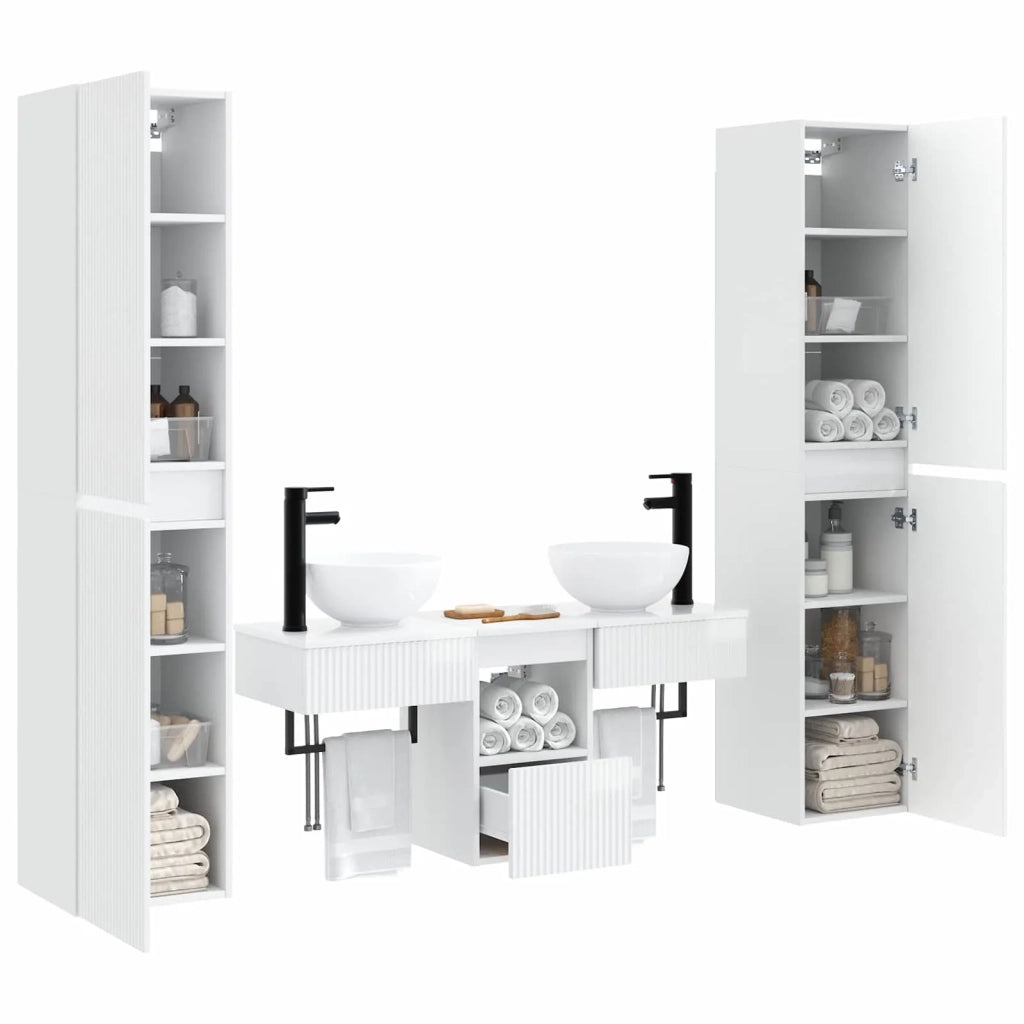 Set di mobili per il bagno 5 pz Bianco Lucido 3406007