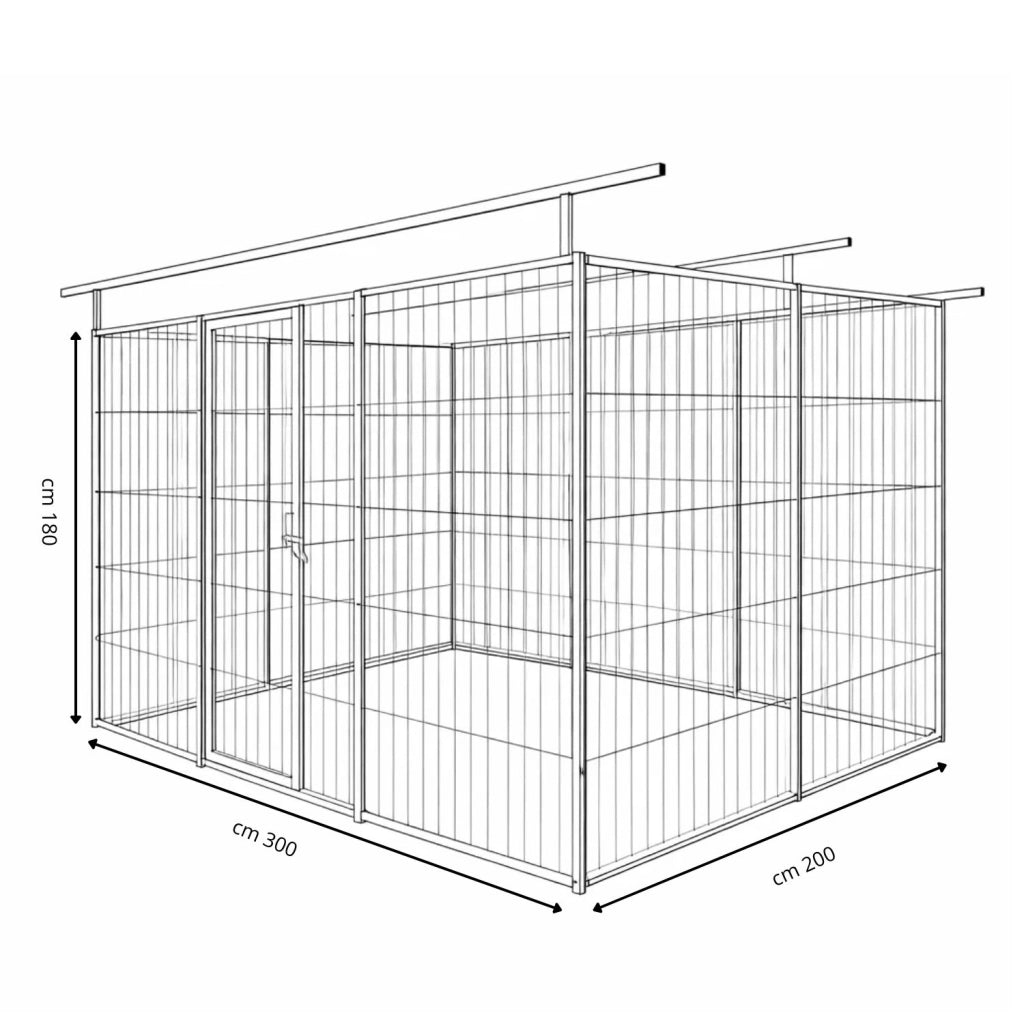 Box per cani in rete predisposto alla copertura zincato a caldo da 300x200x altezza 180 cm