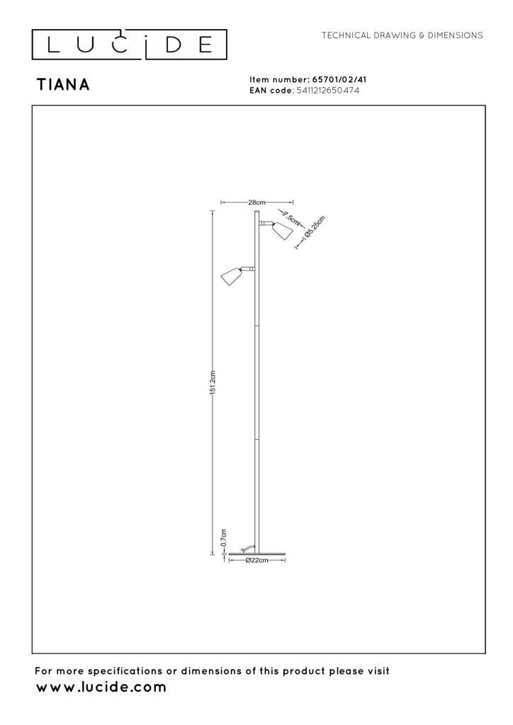 Lampada da terra TIANA 2 luci GU10 taupe Lucide