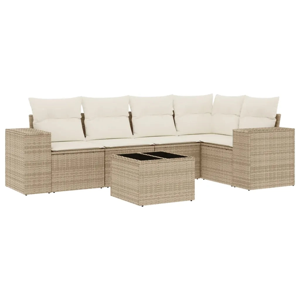Set Divano da Giardino 6 pz con Cuscini Beige in Polyrattancod mxl 91076