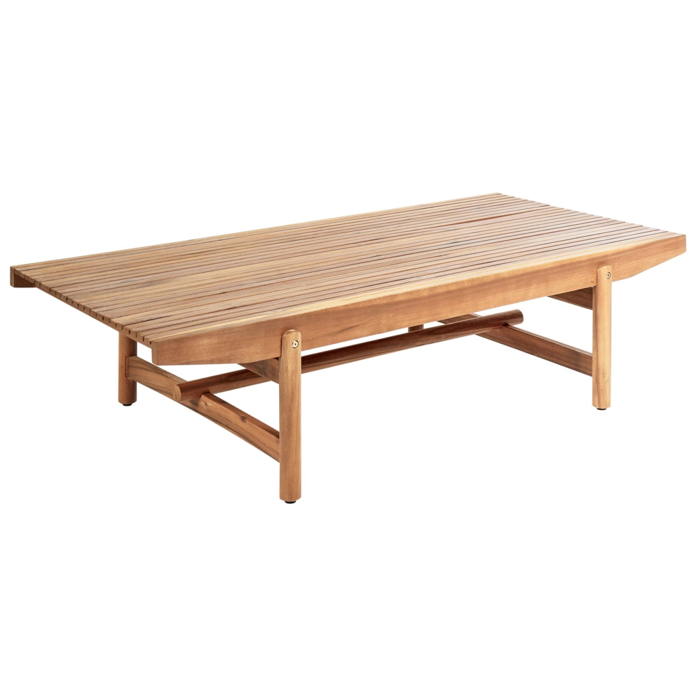 Tavolino da giardino in legno di acacia chiaro 145 x 79 cm Design rustico per esterni Patio Balcone