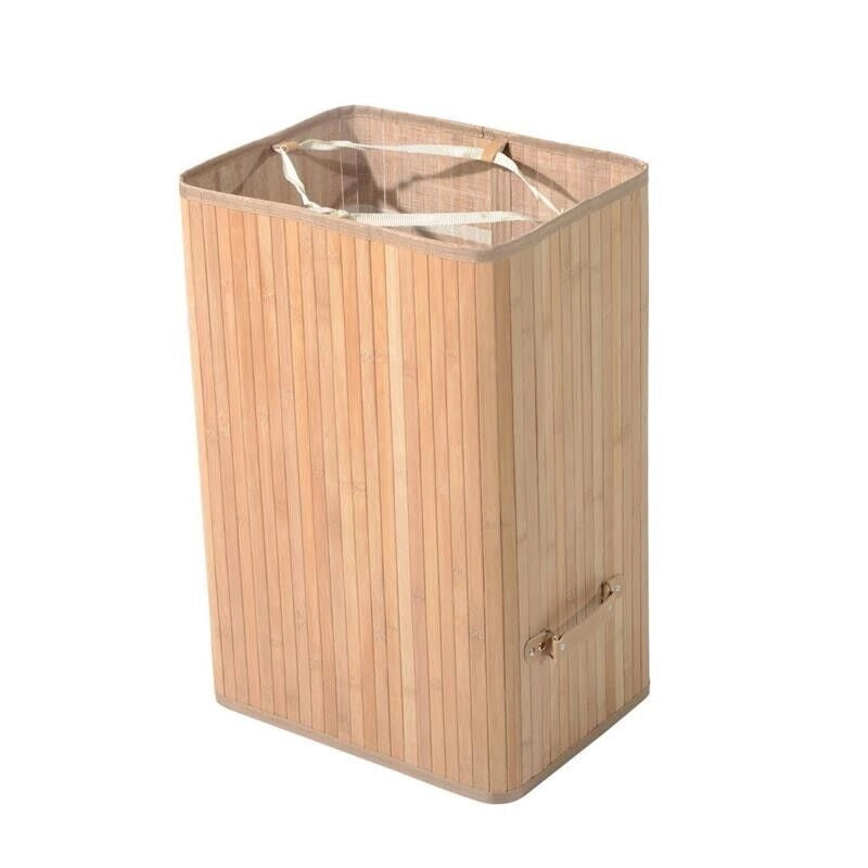 CESTA PORTABIANCHERIA IN BAMBÙ CON COPERCHIO E FODERA RIMOVIBILE NATURALE