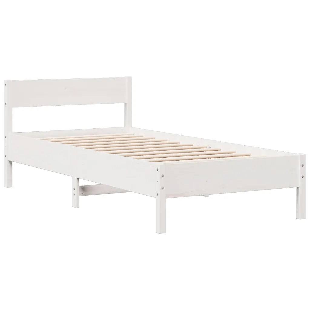 Letto Libreria senza Materasso Bianca 90x200 cm Legno di Pino 3323036