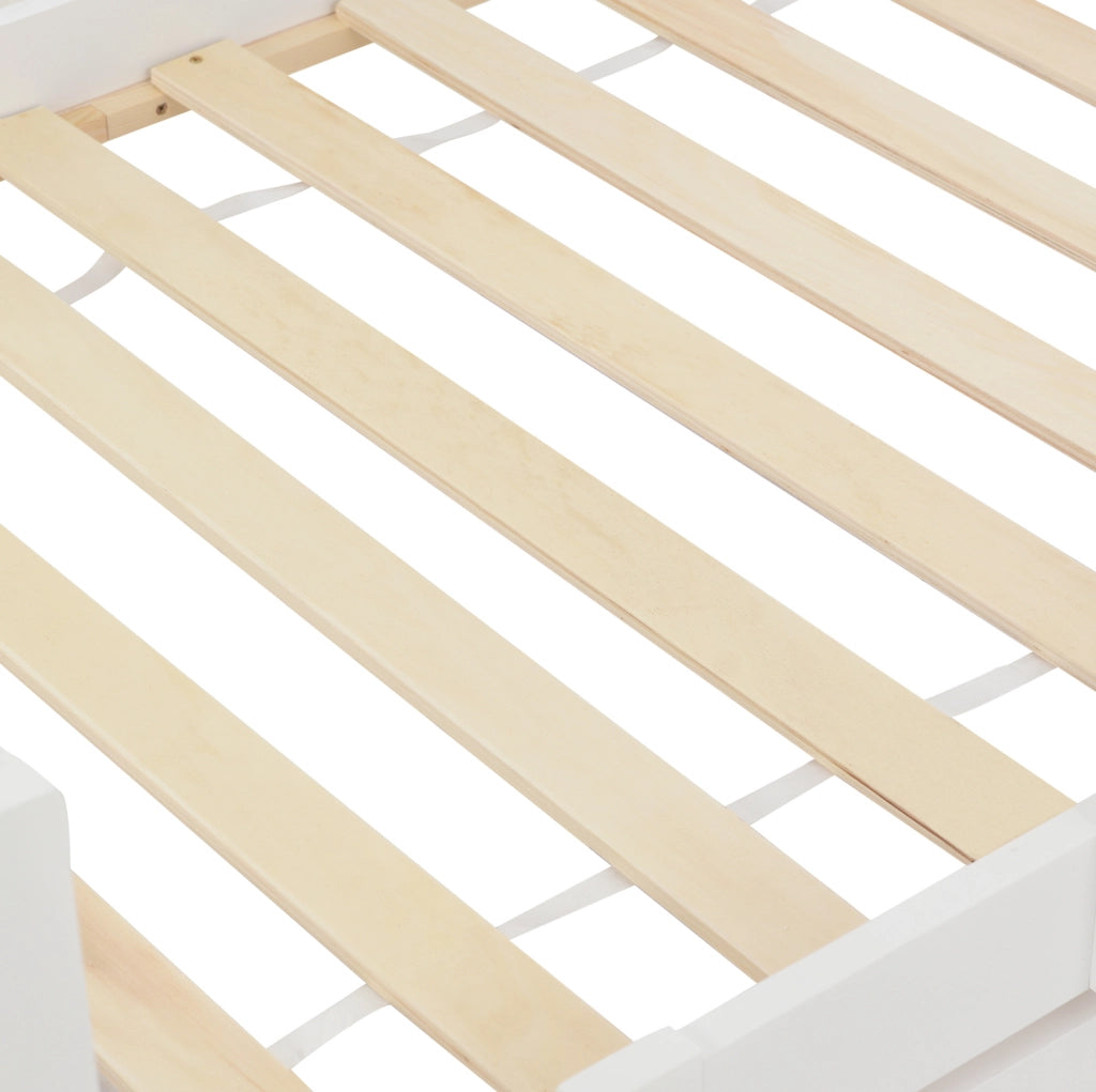 Letto casetta 90x200 cm con tetto e recinto; legno; bianco (Senza materasso)