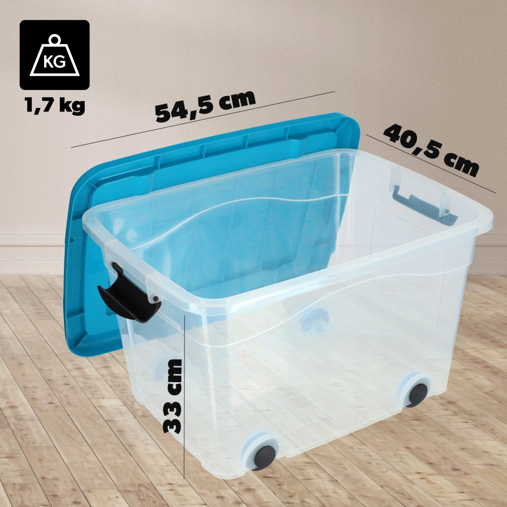 Contenitore per giocattoli KADAX, grande scatola con ruote, in plastica, grande 40 litri