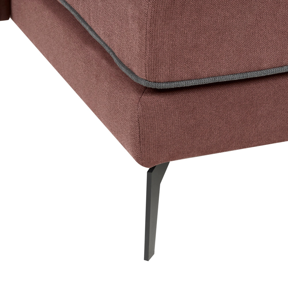 Divano 3 posti angolare regolabile lato sinistro in tessuto bordeaux stile moderno design classico