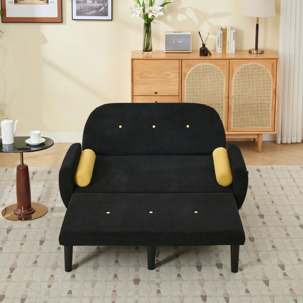 Divano Loveseat con Vano Contenitore ¨C MINIMAL ¨C Nero, Velluto a Coste