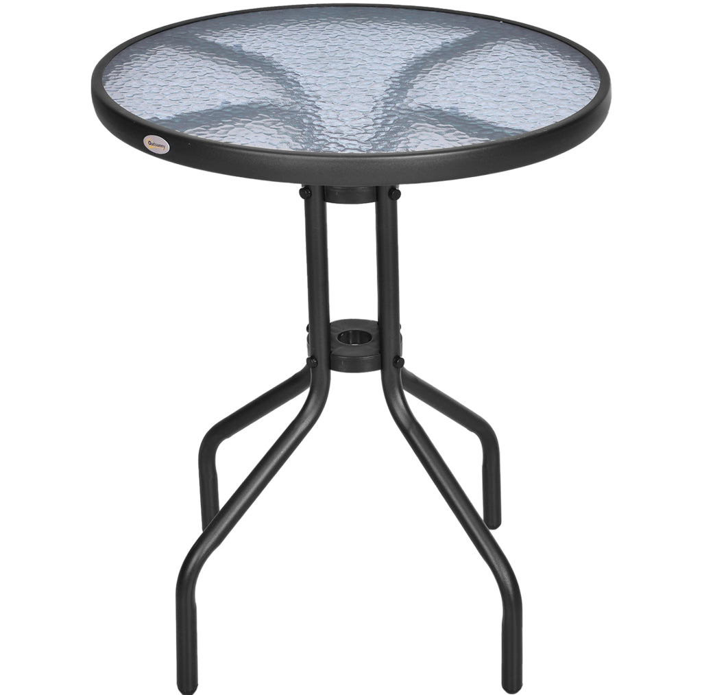 Tavolo da giardino rotondo Ø60 cm in metallo e vetro