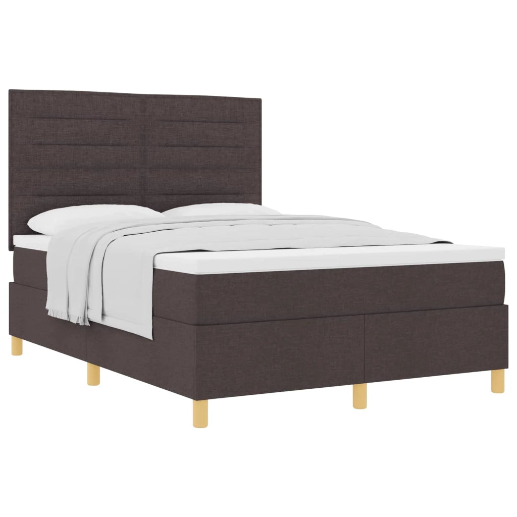 Letto a molle con materasso Marrone Scuro 140 x 200 cm Tessuto 3339549