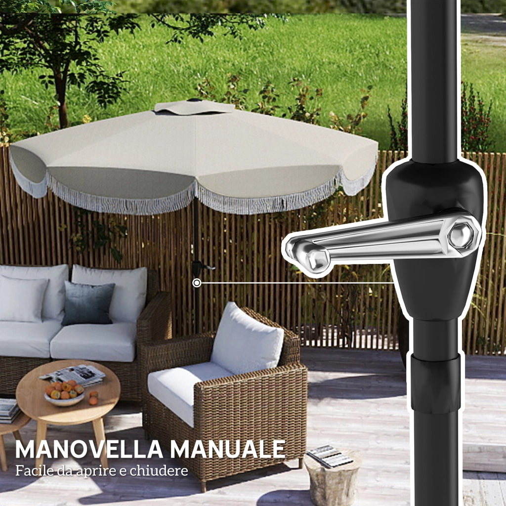Ombrellone da Giardino Rotondo con Manovella ¨C zephmum ¨C Grigio Chiaro 2.7x2.4 m