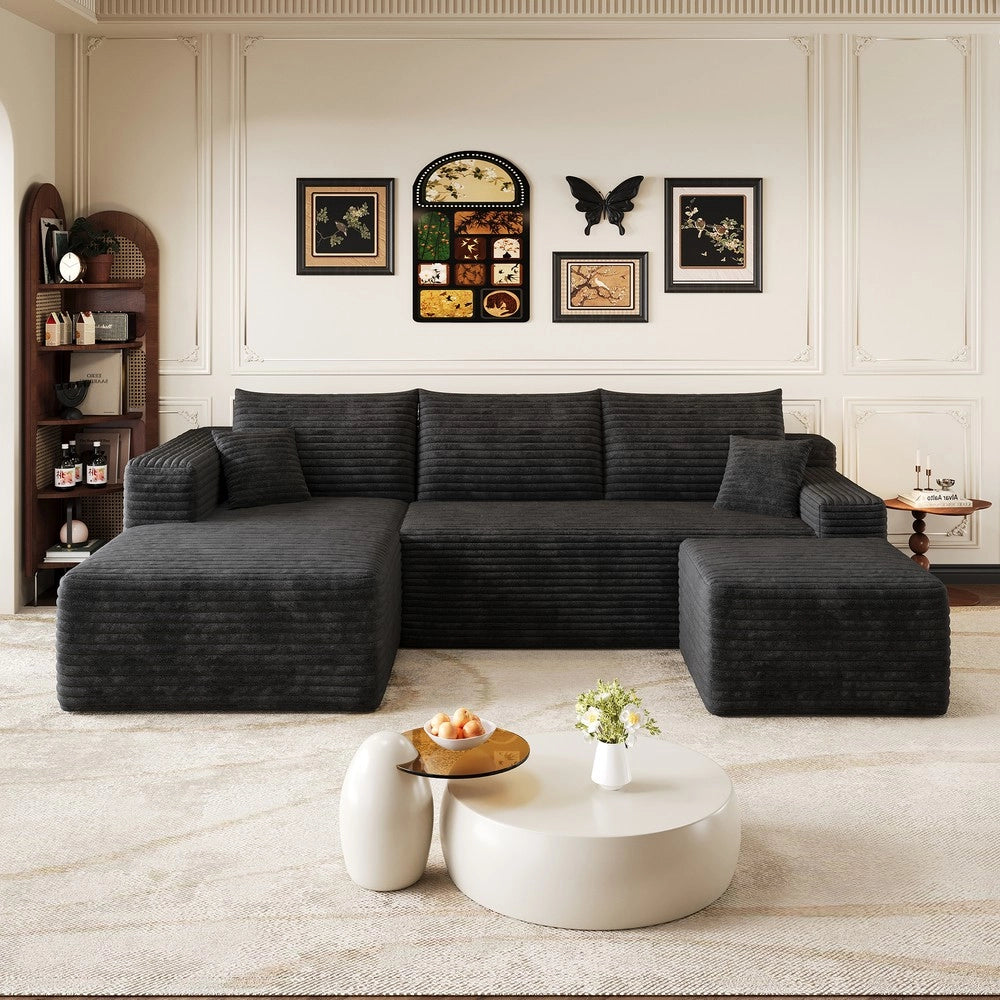 Divano angolare L nero ¨C Minimal ¨C velluto 241cm imbottito senza montaggio