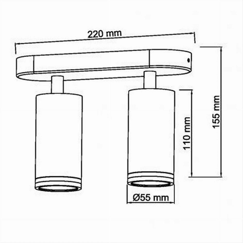 Trade Shop - Applique Plafoniera Orientabile Da Soffitto Parete 2 Diffusori Lampada Gu10 Ts-2 - Nero