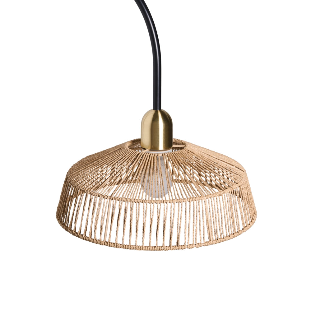 Lampade da parete Paralume in corda di carta naturale Base in metallo nero Stile boho Fatte a mano Soggiorno Camera da letto