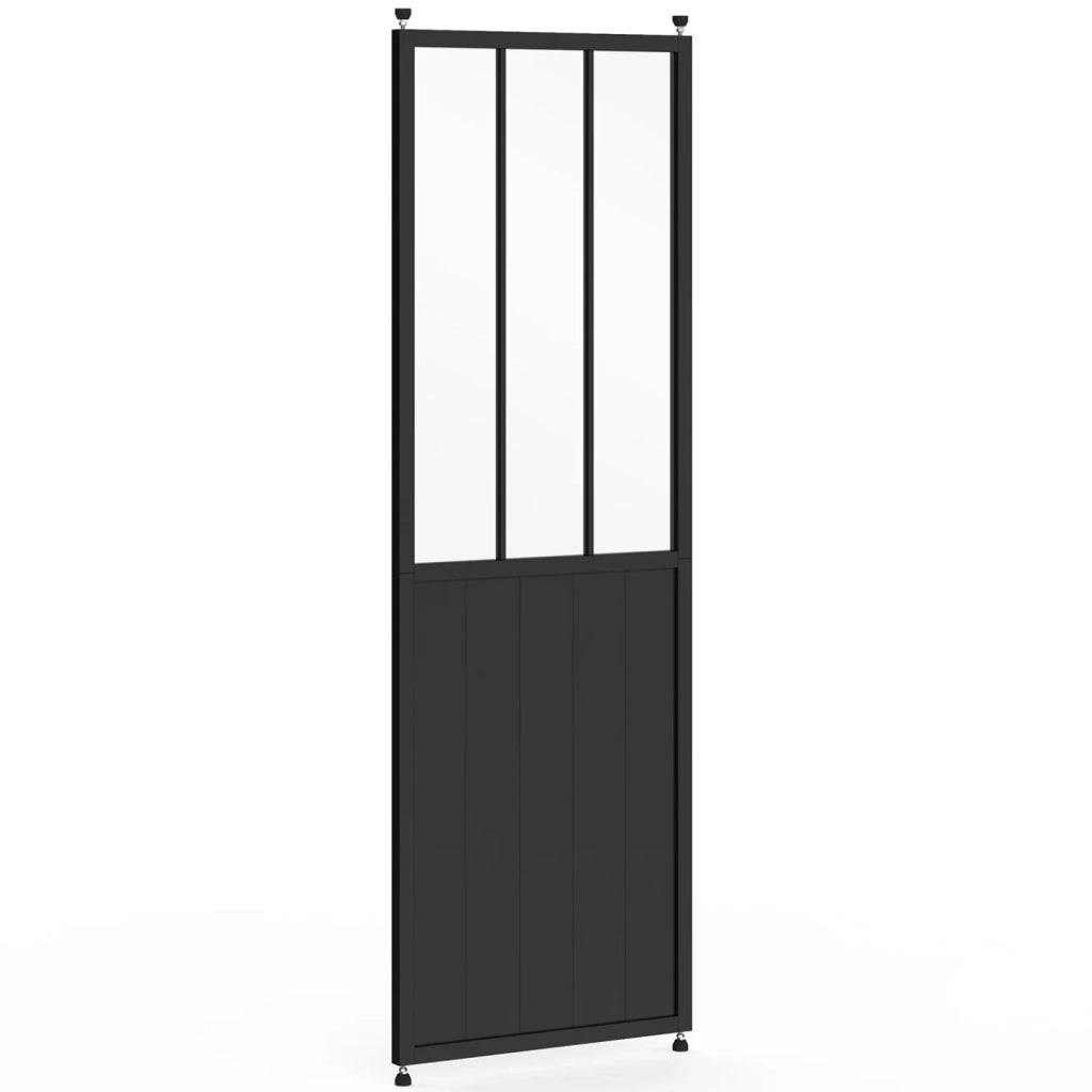 IDMarket - Divisorio da studio rimovibile 250 x 80 cm con effetto metallo nero e vetro temperato