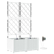 Set di 2 fioriere da giardino moderne 80 x 40 x 142 cm con sistema di irrigazione in acciaio bianco 02_0058614
