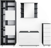 Set mobili bagno Ilias, Bianco/antracite, 80.2 cm, composto da mobile lavabo, pensile a specchio, colonna e base media