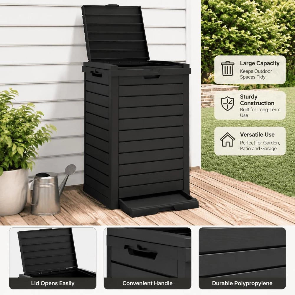 Outdoor Trash Can, Black, 41x41x86 Cm, Polypropylene