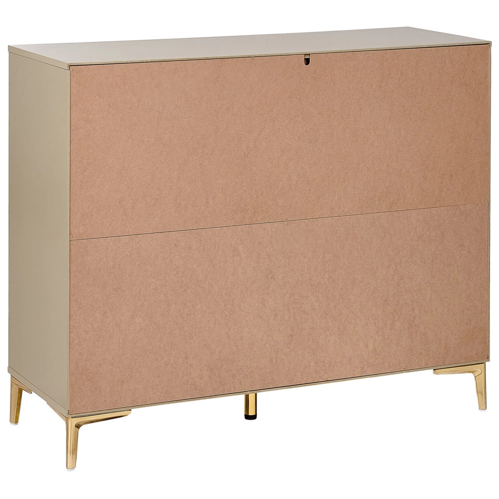 Cassettiera Beige MDF 6 Cassetti Gambe in metallo Maniglie Scanalate Frontali Design Moderno Camera da letto Soggiorno