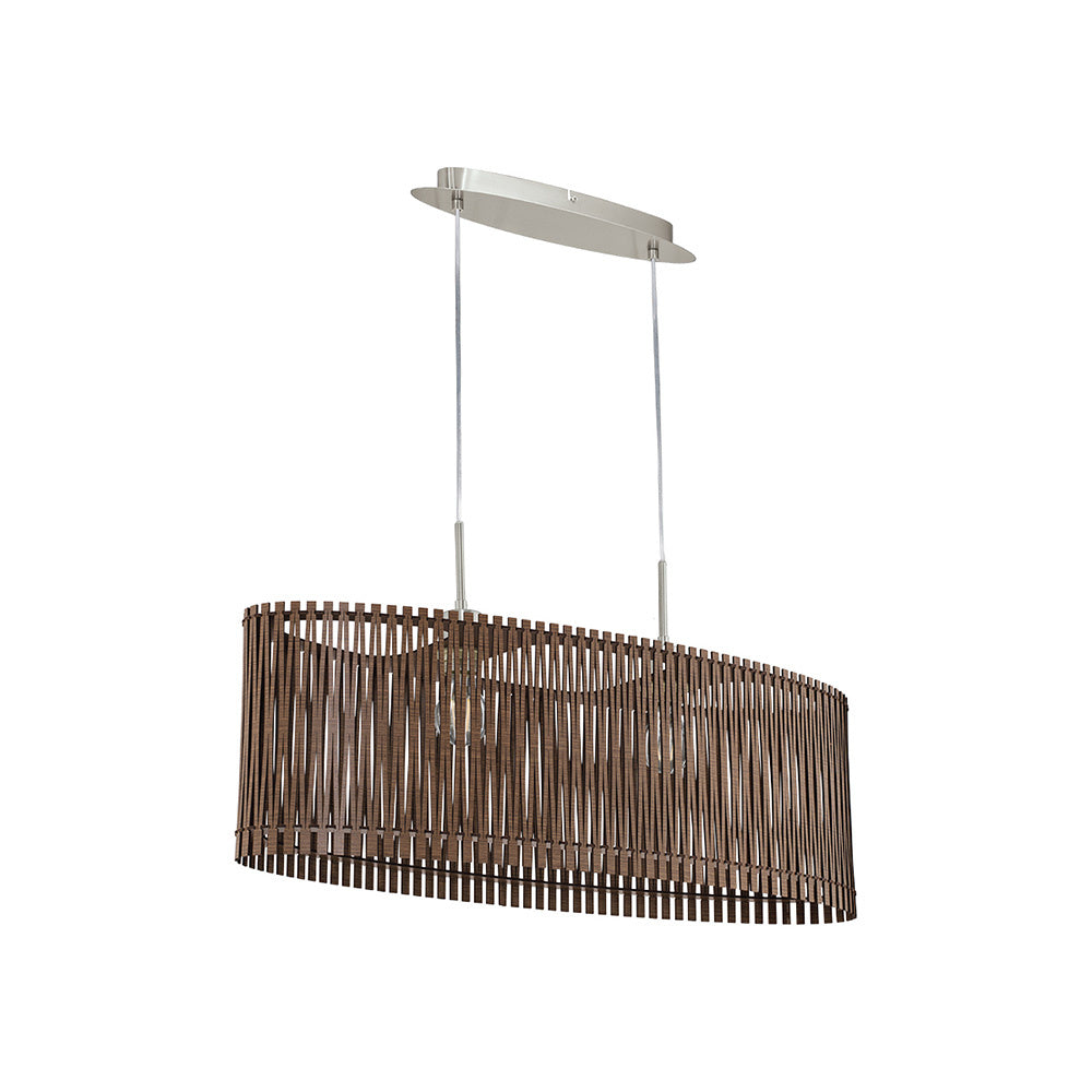 Lampadario Industrial Sendero 2 Luci Acciaio Grigio Opaco Diffusore Marrone