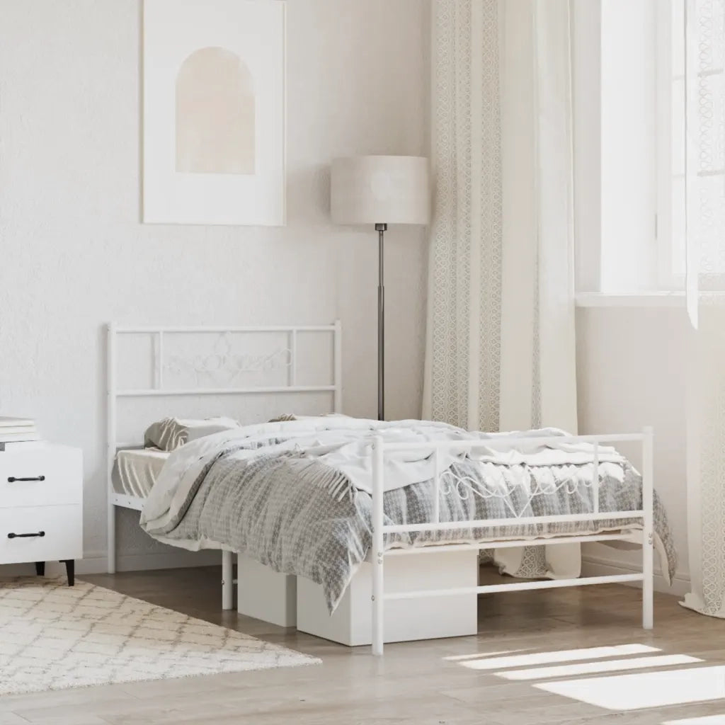Giroletto con Testiera e Pediera Metallo Bianco 107x203 cmcod mxl 81907