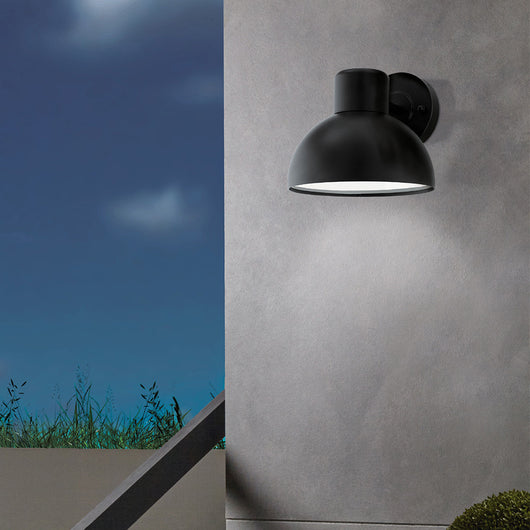 Applique Esterno Contemporanea Entrimo Metallo Nero Policarbonato Bianco E27