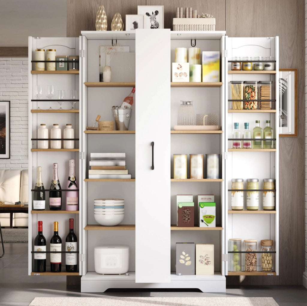 Armadio da cucina in MDF bianco con ripiani portaspezie