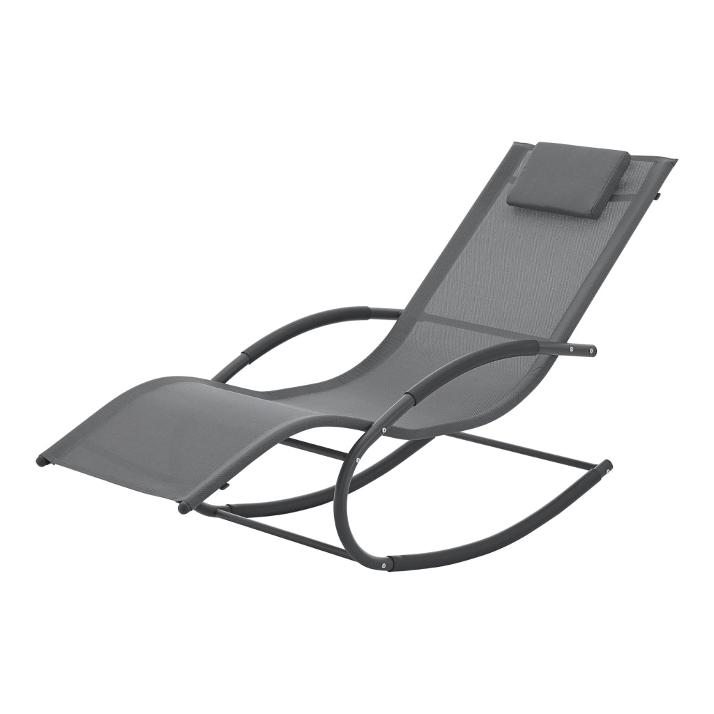 Lettino prendisole a dondolo Tarent acciaio e tessuto 174 x 63 x 88 cm grigio scuro 03_0006404