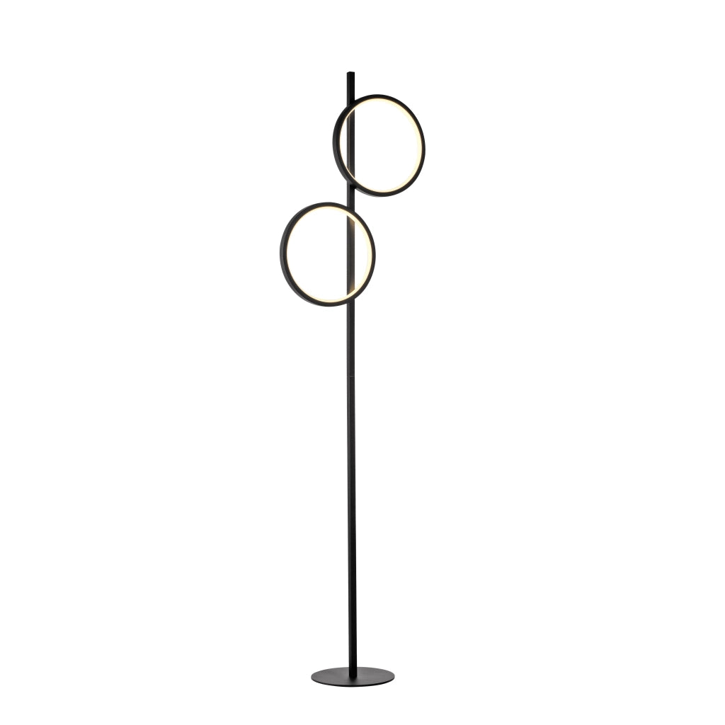 Lampada da terra nera moderna 2 anelli LED 24W Just Light