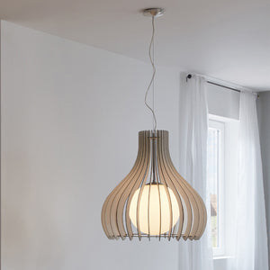 Lampadario Industrial Tindori 1 Luce Acciaio Grigio Opaco Diffusore Bianco