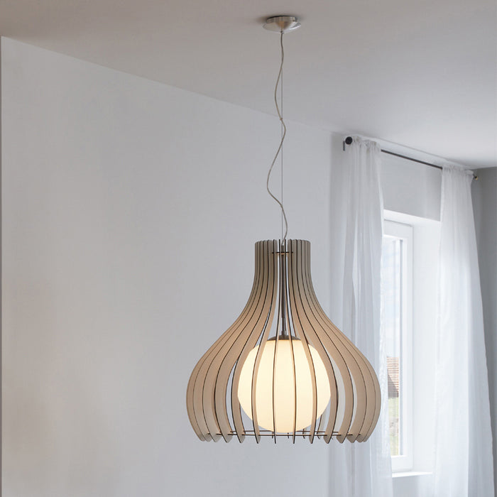 Lampadario Industrial Tindori 1 Luce Acciaio Grigio Opaco Diffusore Bianco