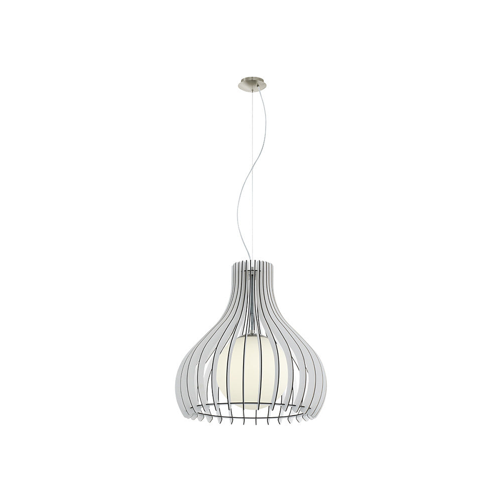 Lampadario Industrial Tindori 1 Luce Acciaio Grigio Opaco Diffusore Bianco