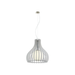 Lampadario Industrial Tindori 1 Luce Acciaio Grigio Opaco Diffusore Bianco