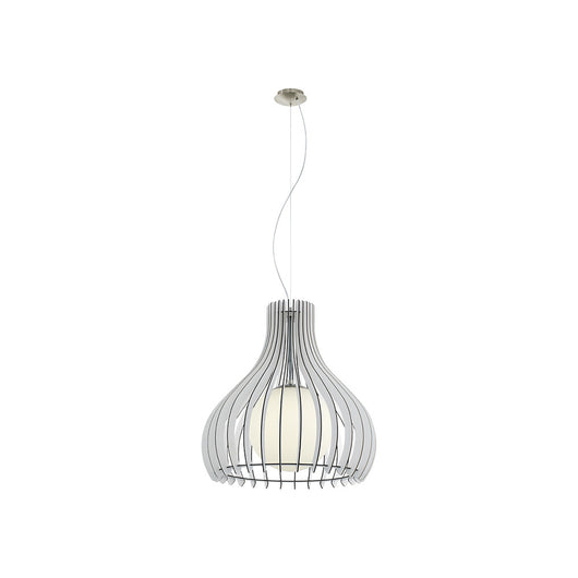 Lampadario Industrial Tindori 1 Luce Acciaio Grigio Opaco Diffusore Bianco