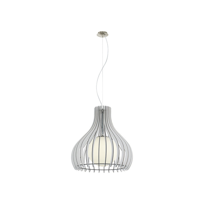 Lampadario Industrial Tindori 1 Luce Acciaio Grigio Opaco Diffusore Bianco
