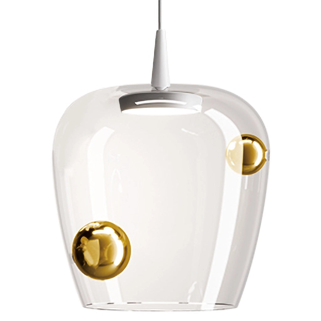 Zafferano Lampada a sospensione Bilia LED 230V, diffusore in vetro soffiato Bianco e Bronzo, diametro 27 cm, design elegante e moderno, 8.0W 2700K