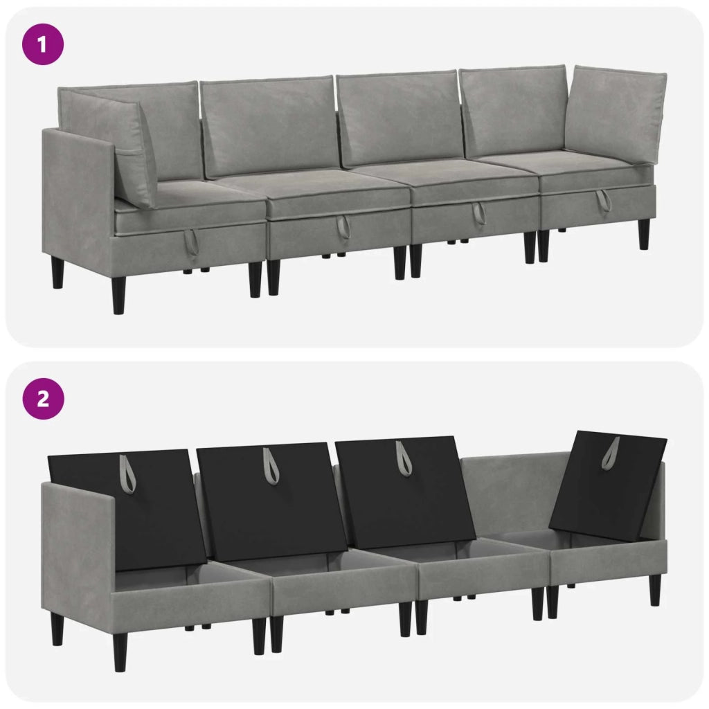 Set di mobili per il soggiorno 4 pcs Grigio Chiaro Velluto 3413729