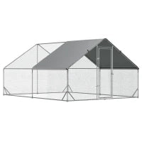 Pollaio da Giardino con Telaio Zincato, Copertura Impermeabile e Rete Esagonale, 3x4x2 m, Argento