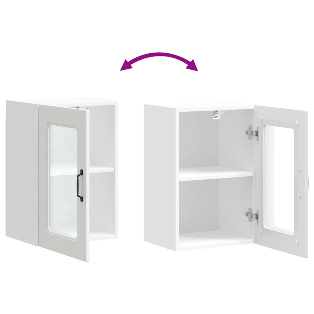 vidaXL Pensile da Cucina con Porta in Vetro Kalmar Bianco Truciolato
