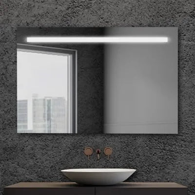Specchio bagno 105x70 cm con fascia LED superiore bianco naturale