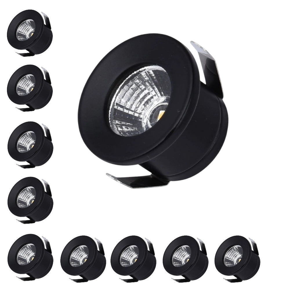 Set 10 Faretto a led cob da incasso in alluminio nero punto luce 1w 220v per controsoffittature scale cielo stellato - Luce Naturale, Fredda, Calda Colore della luce: Luce fredda