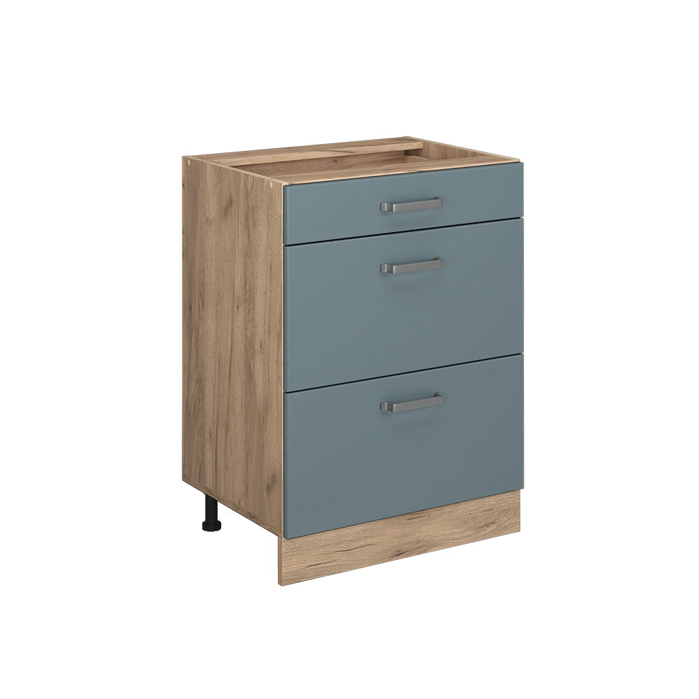 Vicco Mobiletto base per cucina Grigio-blu 60 cm con cassetti, senza piano di lavoro
