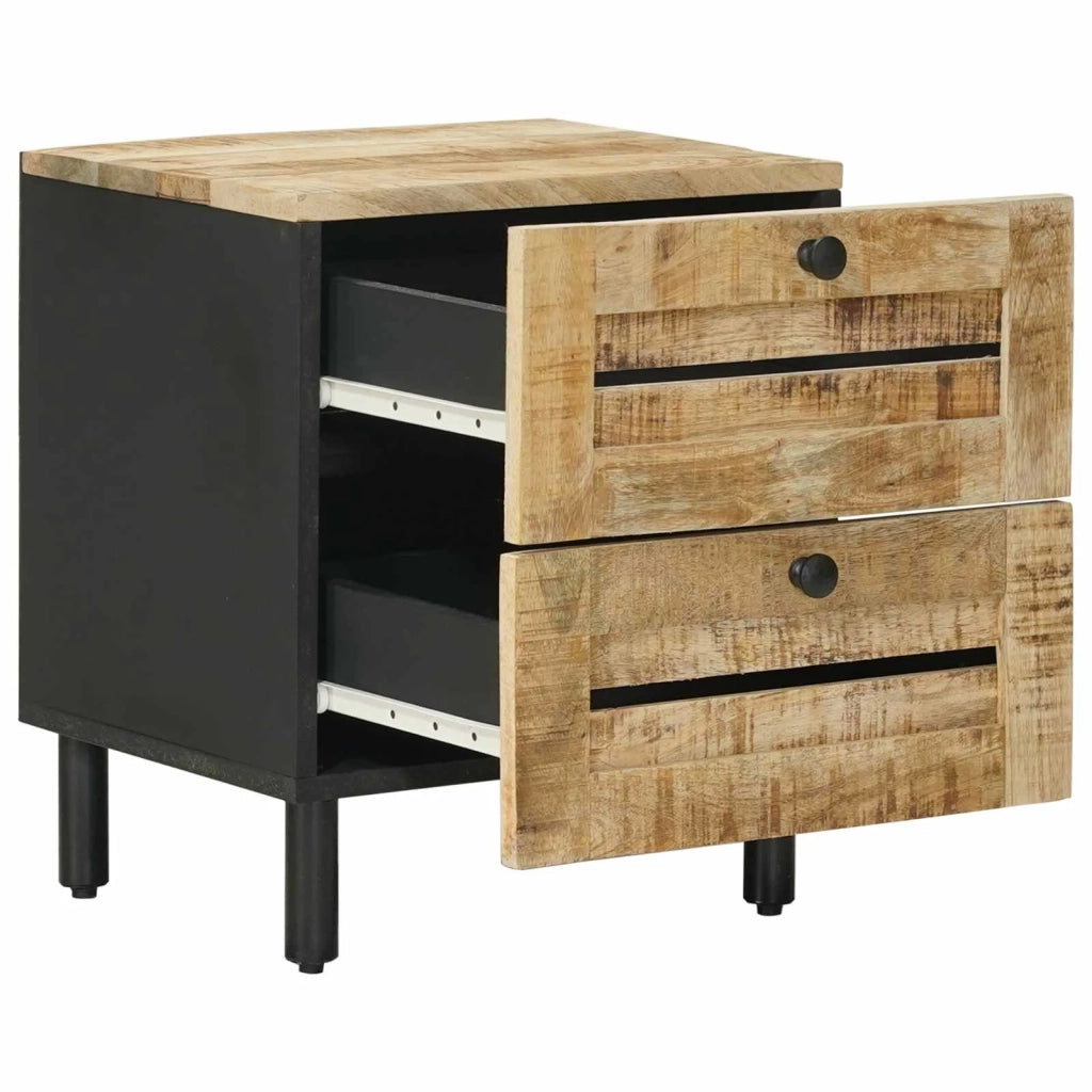 Comodino 2 pz Naturale 40 x 33 x 46 cm Legno di mango massello 4018843