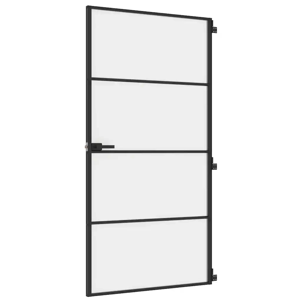 Porta Interni Sottile Nera 102,5x201,5Vetro Temperato Alluminiocod mxl 107739