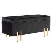 Sgabello imbottito con cassetto ¨C zephmum ¨C nero, metallo, legno, 100x40x42 cm
