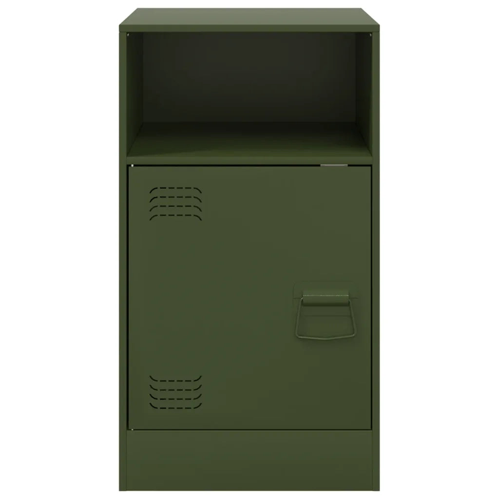 Comodini 2 pz-Set di 2 Tavolino da notte Verde Oliva 34,5x39x62 cm in Acciaio 782369