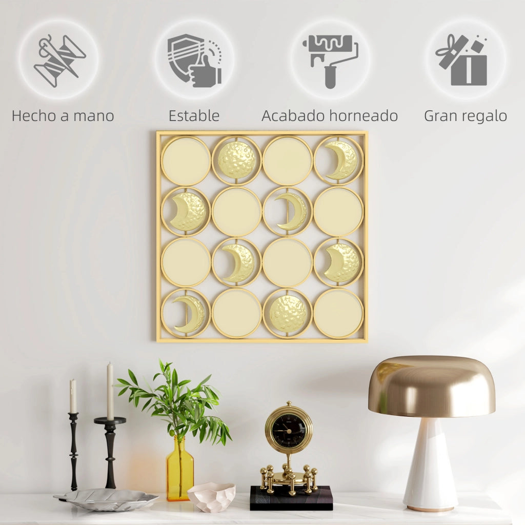 Specchio Lunare Decorativo Parete con 16 Dischi ¨C Zephmum ¨C Dorato